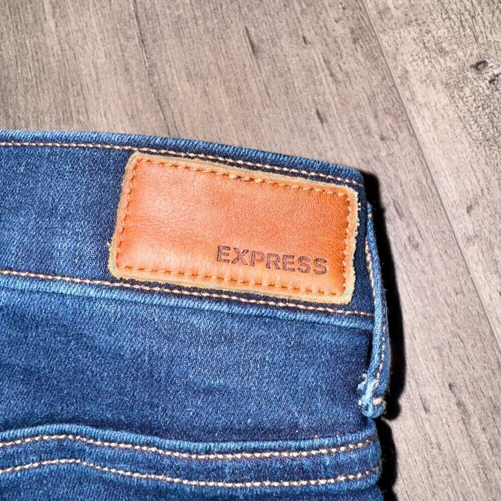 👖 Express High Waisted Denim Perfect Ankle Leggings – Medium Wash, 16 Short - Picture 3 of 7